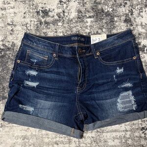 Maurices Distressed Dark Blue Jean Shorts